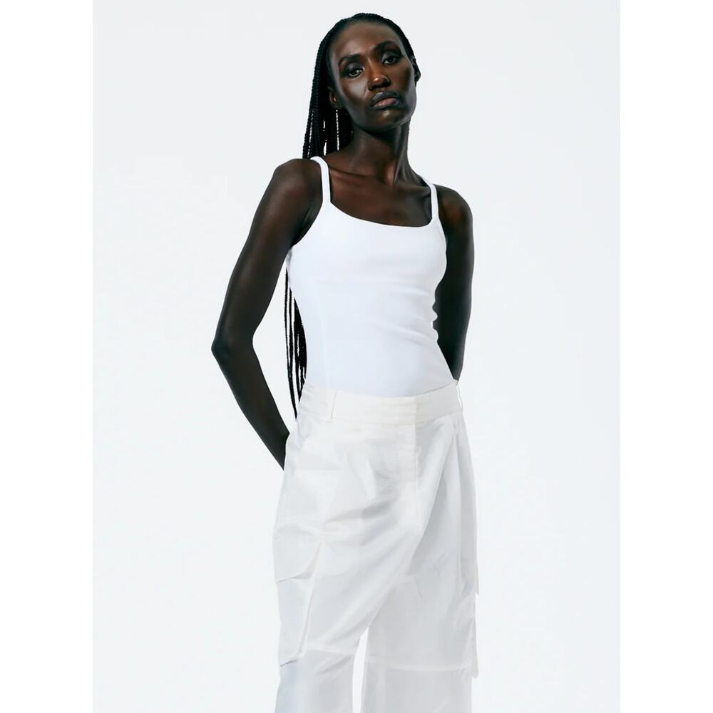 Tibi white Ribbed T-Shirt Racerback Bodysuit